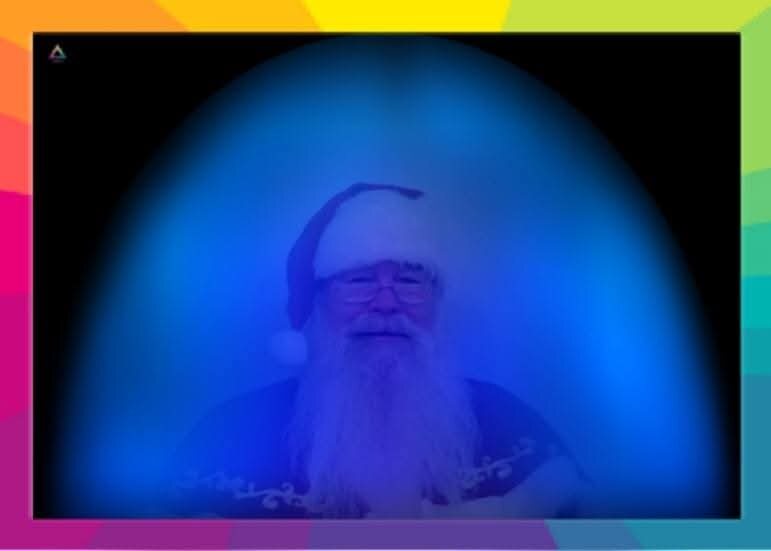 Santa Claus surrounded by a deep blue aura portrait