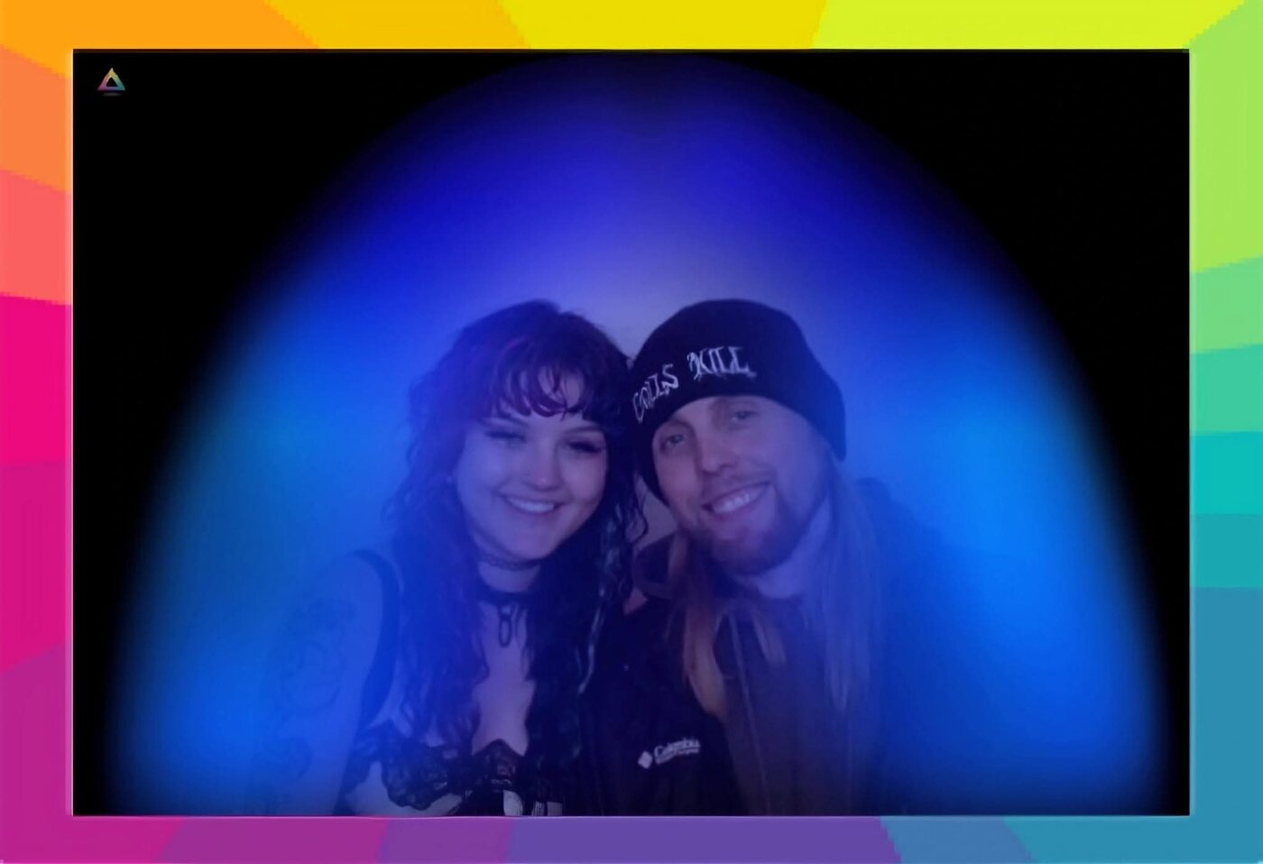 Two clients sharing a blue aura portrait