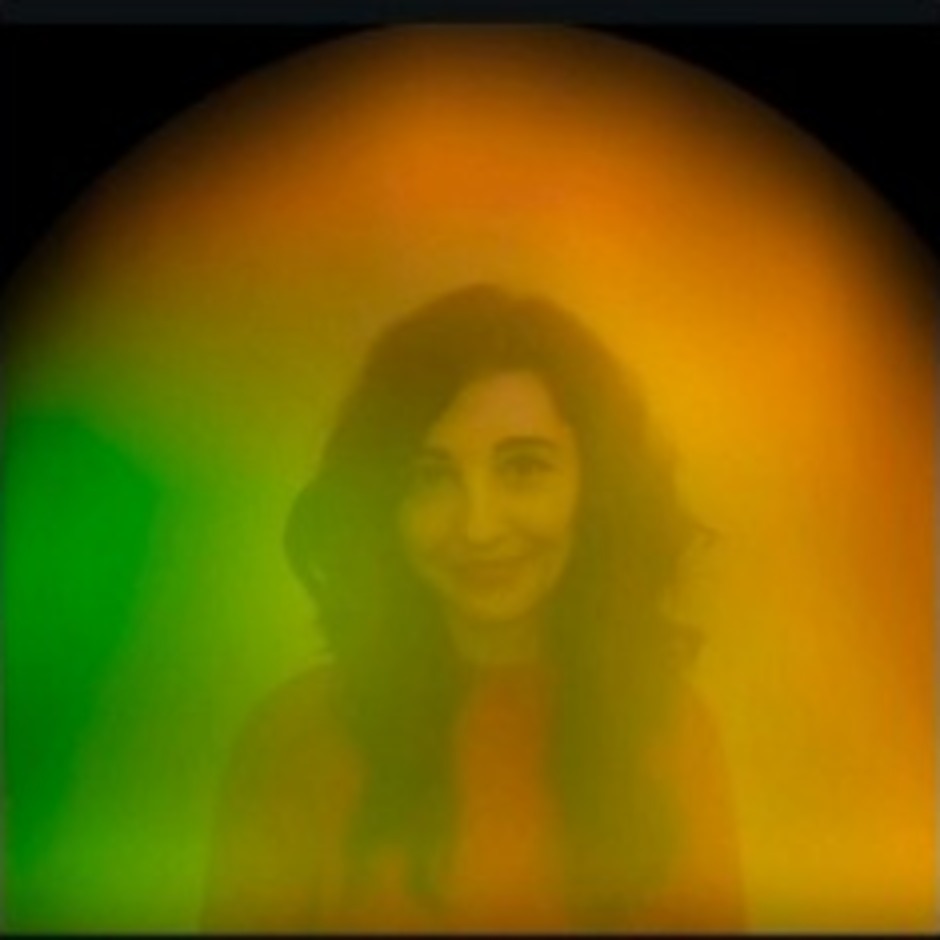 Client surrounded by a green and golden aura portrait
